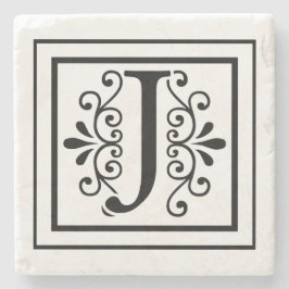 Letter J Monogram Stone Onderzetters