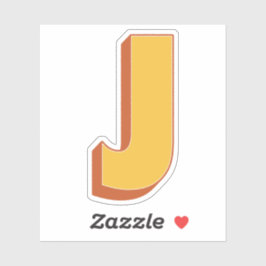 Letter J-monogram, Vet 3D-type lettertype initiaal Sticker