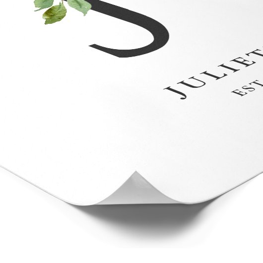 Letter J Monogram Waterverf Peach Florals Nursery Poster (Hoek)