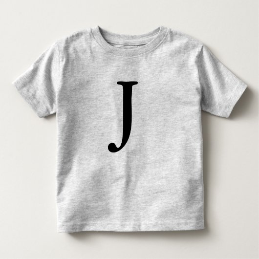 Letter J monogrammed zwart initiaal t shirt (Voorkant)