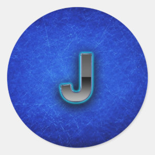 Letter J - neon blue edition Ronde Sticker
