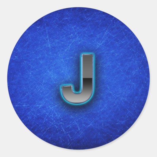 Letter J - neon blue edition Ronde Sticker (Voorkant)