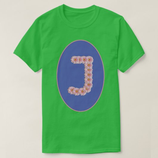 Letter J Pink Gerbera Daisy Monogram T-shirt (Design voorkant)