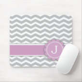 Letter J Pink Monogram Gray Chevron Muismat (Met muis)