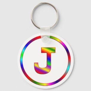 Letter J Rainbow Sleutelhanger