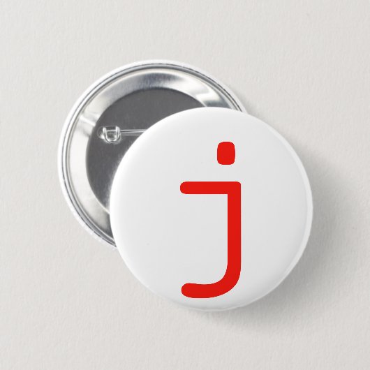 Letter j ronde button 5,7 cm (Voorkant /achterkant)