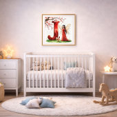 Letter J Rooster Cherry Blossom Fairy Poster Art