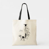 Letter J Rustic Floral gepersonaliseerd initiaal Tote Bag (Achterkant)