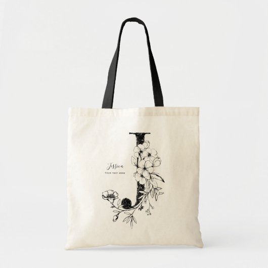 Letter J Rustic Floral gepersonaliseerd initiaal Tote Bag (Voorkant)