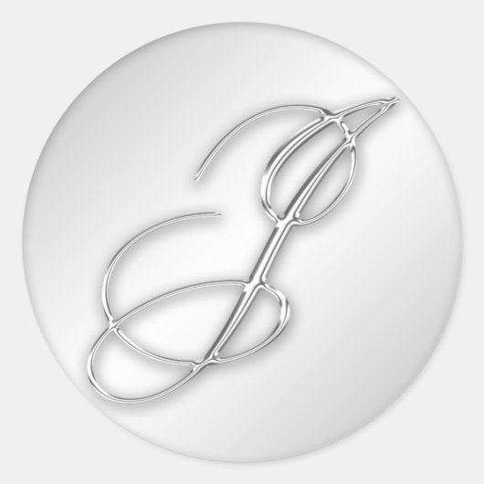 Letter J script initiaal faux zilver monogram guns Ronde Sticker (Voorkant)