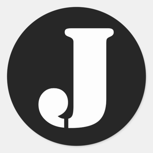 Letter J Stencil Alphabet van Janz Black Ronde Sticker (Voorkant)