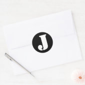 Letter J Stencil Alphabet van Janz Black Ronde Sticker (Envelop)