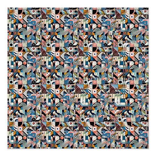 LETTER J STEREOGRAM 20"x20", Halfglans, Geen Frame Perfect Poster (Voorkant)