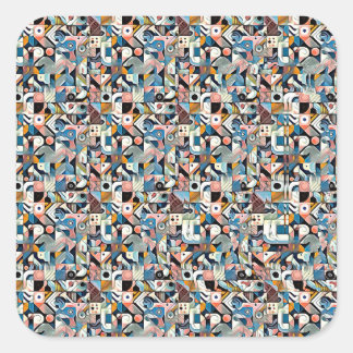 Letter J Stereogram, Set van 6, Groot 3x3 Vierkante Sticker