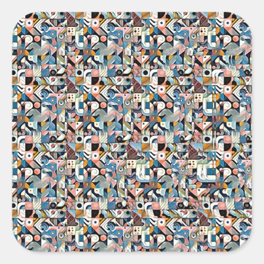 Letter J Stereogram, Set van 6, Groot 3x3 Vierkante Sticker (Voorkant)