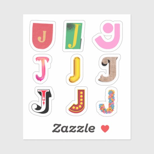 Letter J Stickers (Vel)