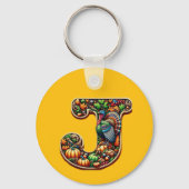 Letter J Thanksgiving style gift Sleutelhanger (Voorkant)