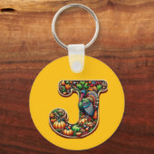 Letter J Thanksgiving style gift Sleutelhanger (Voorkant)