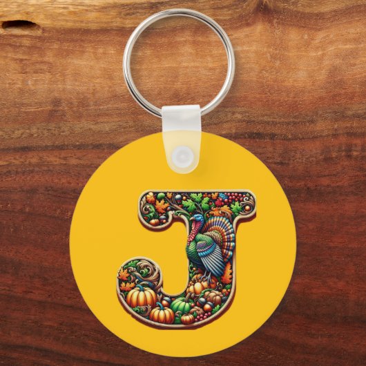 Letter J Thanksgiving style gift  Sleutelhanger (Voorkant)