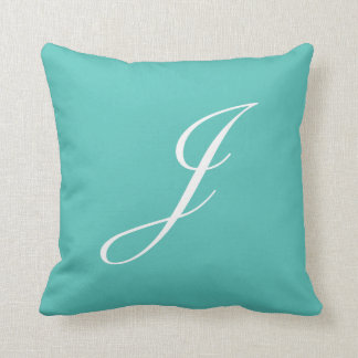 Letter J Turquoise Monogram Pillow Kussen