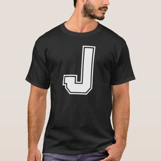 Letter J University Style Personalized Alfabet T-shirt (Voorkant)