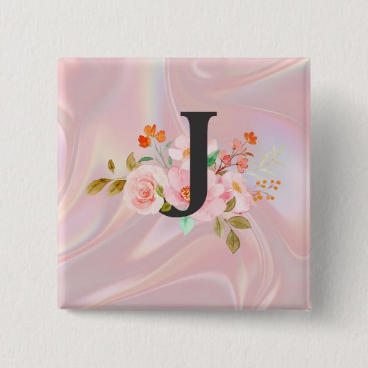Letter J Vierkante Button 5,1 Cm (Voorkant)