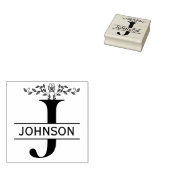Letter J vlinder verlaat Split Monogram Rubberstempel (Gestempeld)
