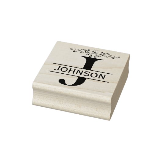 Letter J vlinder verlaat Split Monogram Rubberstempel (Stempel)