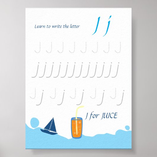 Letter J Volgen Poster voor Kinderen (Voorkant)
