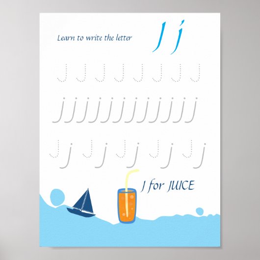 Letter J Volgen Poster voor Kinderen (Voorkant)