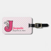 Letter J voor Jackrabbit in Pink Play Pattern Bagagelabel (Voorkant horizontaal)