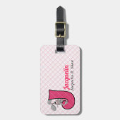 Letter J voor Jackrabbit in Pink Play Pattern Bagagelabel (Voorkant verticaal)