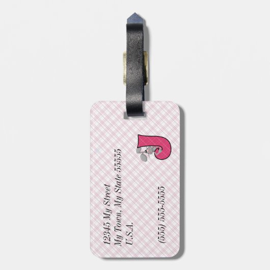 Letter J voor Jackrabbit in Pink Play Pattern Bagagelabel (Achterkant verticaal)