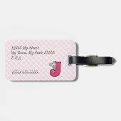 Letter J voor Jackrabbit in Pink Play Pattern Bagagelabel (Achterkant horizontaal)