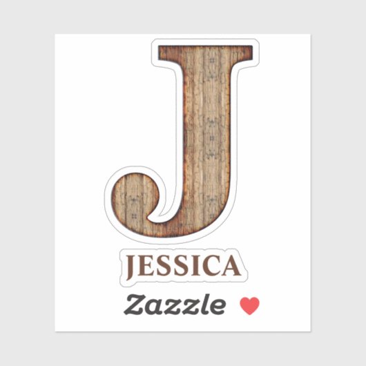 Letter J wood texture met aangepaste naam Sticker (Vel)