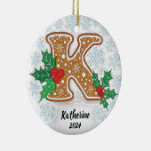 Letter K Aangepaste naam Kerstmis Keramisch Ornament (Rechts)