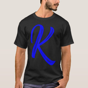 Letter K Alfabet Large Blue Graphic Initiaal T-shirt
