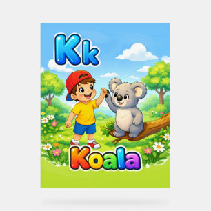 Letter K Alfabetposter – K is voor Koala Acryl Bord
