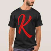 Letter K Alphabet Large Red Graphic Initial T-shirt (Voorkant)