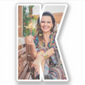 Letter K Alphabet & Photo Custom-Cut Vinyl Sticker (Voorkant)