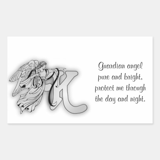 Letter K angel monogram alfabet initiaal Rechthoekige Sticker (Voorkant)