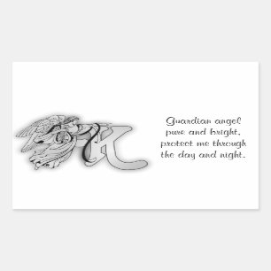 Letter K angel monogram alfabet initiaal Rechthoekige Sticker