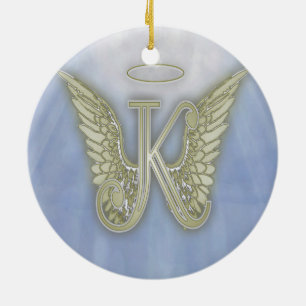 Letter K Angel Monogram Keramisch Ornament