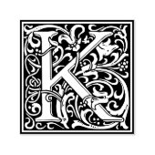 Letter K art nouveau black and white Tegel Zelfinktende Stempel (Design)