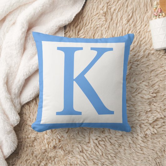 Letter K Baby Blue Border Kussen (Deken)