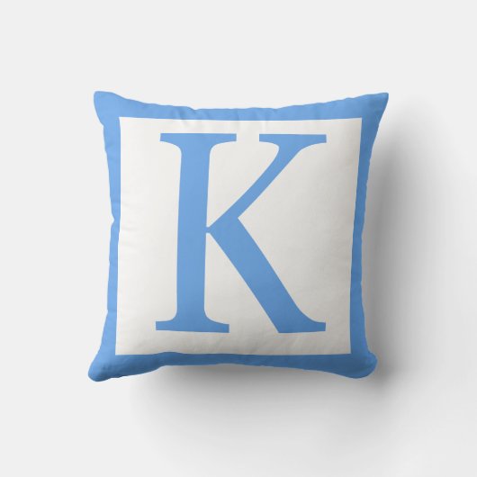 Letter K Baby Blue Border Kussen (Achterkant)