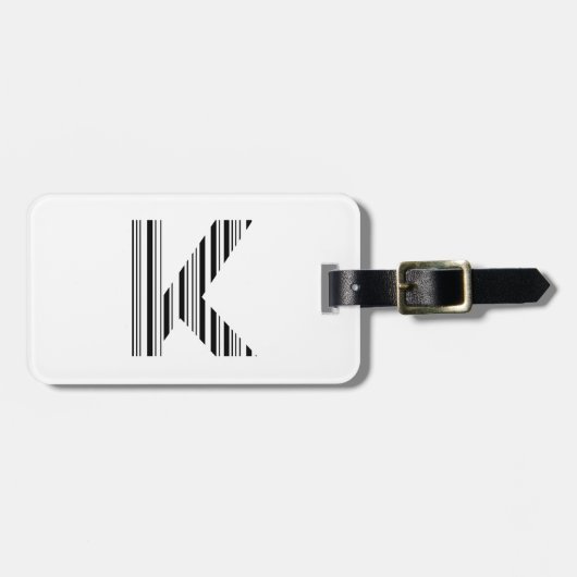 LETTER K BAR CODE Eerste Initiaal Barcodepatroon Bagagelabel (Voorkant horizontaal)