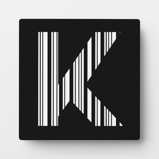 LETTER K BAR CODE Eerste Initiaal Barcodepatroon Fotoplaat (Voorkant)