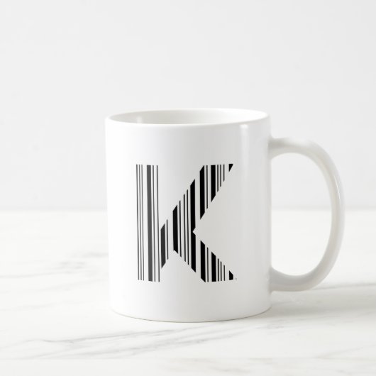 LETTER K BAR CODE Eerste Initiaal Barcodepatroon Koffiemok (Rechts)