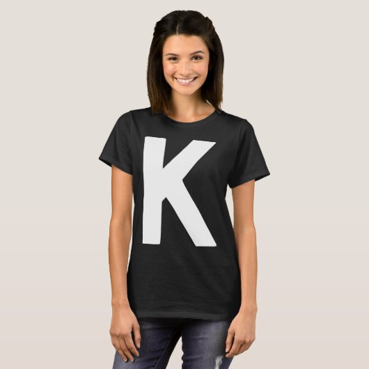 Letter K big and bold white T-shirt (Voorkant volledig)